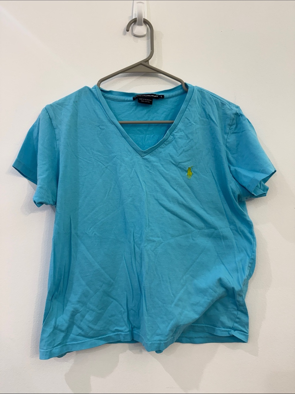 Polo by Ralph Lauren Short Sleeve V-Neck Tee in Bright Turquoise